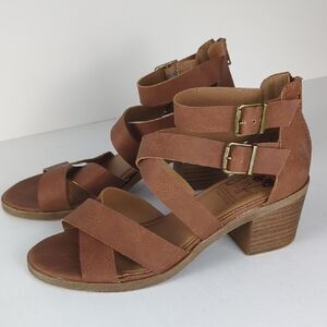 JELLYPOP Women's Brown Strappy Heeled Sandals Size 8